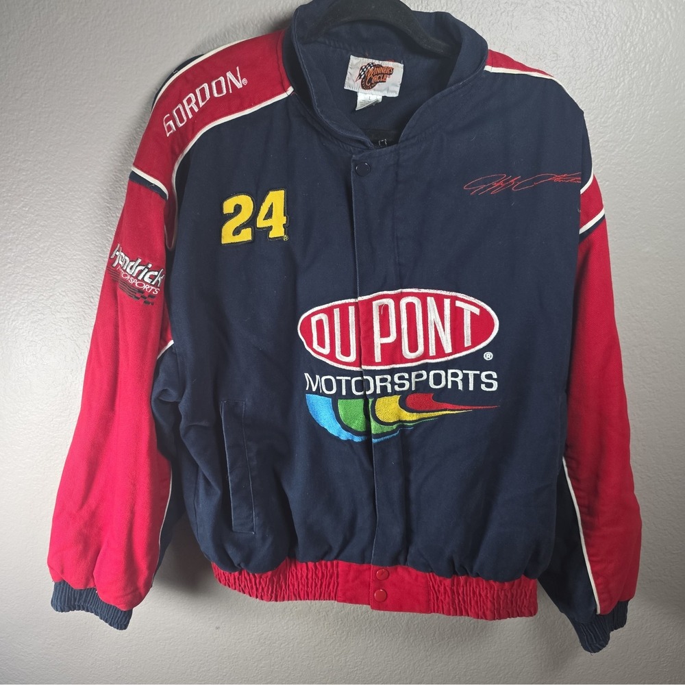 Vintage Winners Circle Jeff Gordon Dupont NASCAR Jacket Red Navy Men's Large 90s